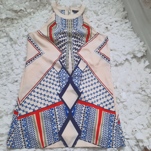 VENUS Dresses & Skirts - Venus Geometric Print Halter Mini Dress S/M